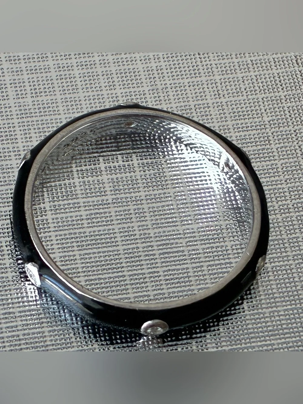 Sterling 925 Black Enamel Ring with Clear Stone Sz 9